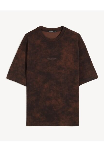 Camiseta Oversize De Efecto Lavado  Para Hombre Vino Seven Seven