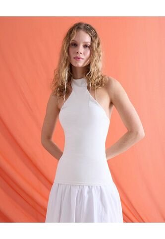 Camiseta  Para Mujer Manga Sisa Cuello Halter Color Blanco Marca Seven Seven #28098889 Seven Seven