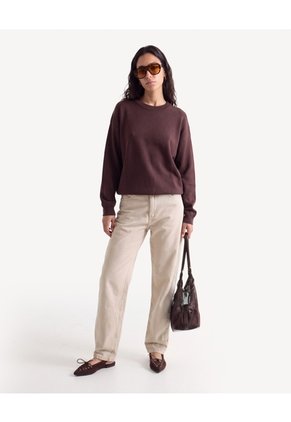 Saco Redondo Tejido Jaspeado Para Mujer Café Seven Seven