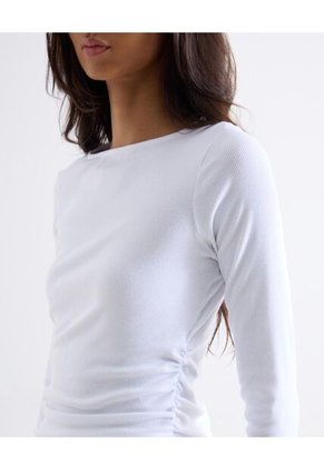 Camiseta Cuello Redondo Manga Larga  Para Mujer Blanco Seven Seven