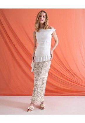 Camiseta Para Mujer Manga Corta Moda Color Marfil Marca Seven Seven #28098280