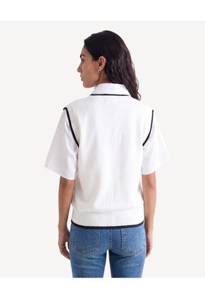 Chaleco Tejido Cuello En V  Para Mujer Crudo Seven Seven