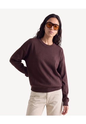 Saco Redondo Tejido Jaspeado Para Mujer Café Seven Seven