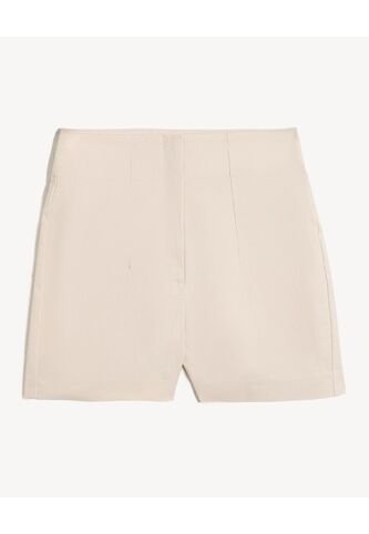 Short Tiro Alto Con Pinzas  Para Mujer Beige Seven Seven Seven Seven