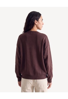 Saco Redondo Tejido Jaspeado Para Mujer Café Seven Seven