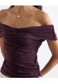 Top Drapeado Hombros Descubiertos  Para Mujer Café Seven Seven de Seven Seven