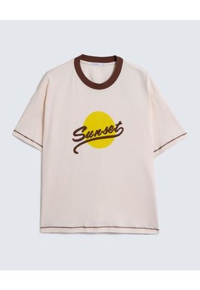 Camiseta Para Mujer Manga Corta Cuello Redondo Color Arena Marca Seven Seven #28096139