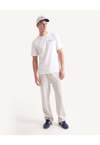 Camiseta Estampada Textura Punto  Para Hombre Crema Seven Seven Seven Seven