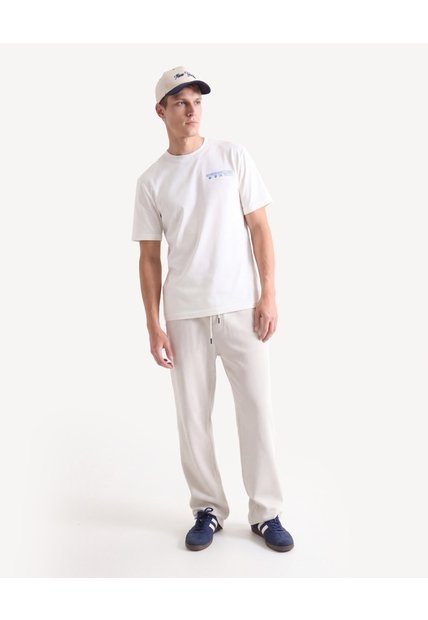 Camiseta Estampada Textura Punto  Para Hombre Crema Seven Seven