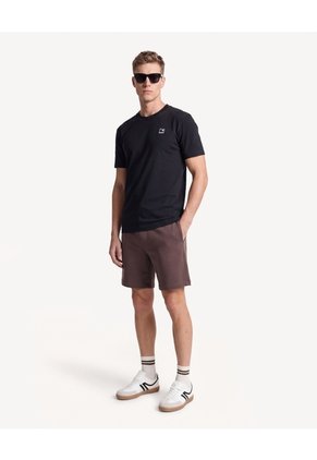 Camiseta Con Estampado Frontal Manga Corta Para Hombre Negro Seven Seven