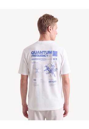 Camiseta Estampada Textura Punto Para Hombre Crema Seven Seven