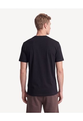Camiseta Con Estampado Frontal Manga Corta Para Hombre Negro Seven Seven
