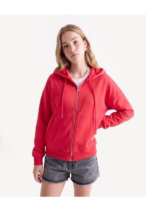 Hoodie Bordado En Relieve  Para Mujer Rojo Seven Seven