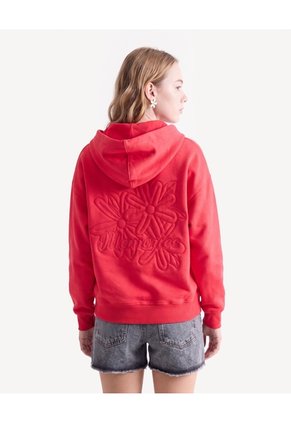 Hoodie Bordado En Relieve  Para Mujer Rojo Seven Seven