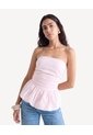 Blusa Strapless Con Peplum  Para Mujer Rosado Seven Seven de Seven Seven