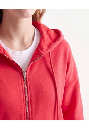 Hoodie Bordado En Relieve  Para Mujer Rojo Seven Seven
