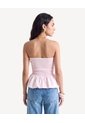 Blusa Strapless Con Peplum  Para Mujer Rosado Seven Seven de Seven Seven