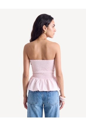 Blusa Strapless Con Peplum  Para Mujer Rosado Seven Seven