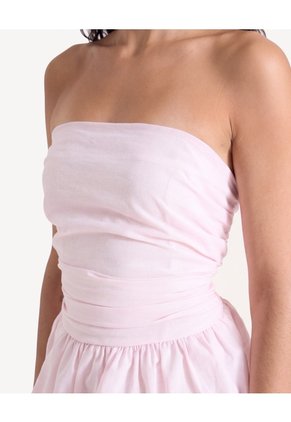 Blusa Strapless Con Peplum  Para Mujer Rosado Seven Seven