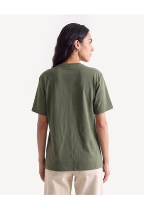 Camiseta Holgada Estampado Frontal  Para Mujer Verde Seven Seven