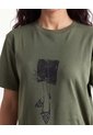 Camiseta Holgada Estampado Frontal  Para Mujer Verde Seven Seven de Seven Seven