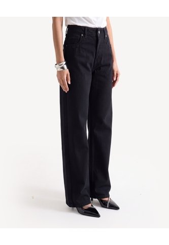 Jean Straight Encaje Lateral  Para Mujer Negro Seven Seven Seven Seven