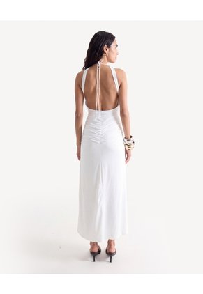 Vestido Halter Espalda Descubierta  Para Mujer Crudo Seven Seven
