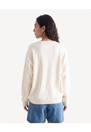 Saco Cuello Redondo Silueta Suelta Para Mujer Crema Seven Seven