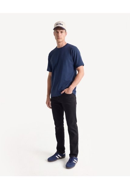 Camiseta Comfy Textura De Punto  Para Hombre Azul Seven Seven