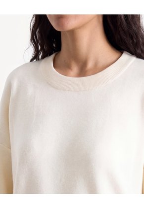 Saco Cuello Redondo Silueta Suelta Para Mujer Crema Seven Seven