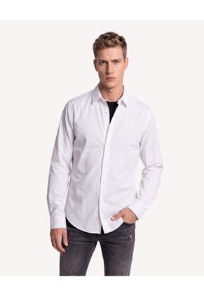 Camisa Formal Stretch Cuello Gales  Para Hombre Blanco Seven Seven