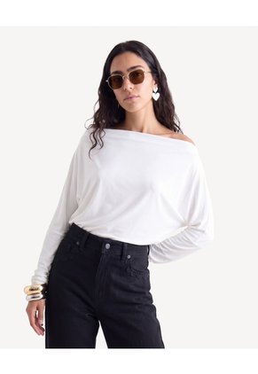 Camiseta Kimono Hombro Caído Para Mujer Crudo Seven Seven