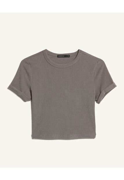 Camiseta Para Mujer Manga Corta Color Gris Oscuro Marca Seven Seven #28095780