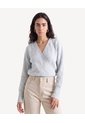 Saco Cuello En V Bicolor  Para Mujer Gris Seven Seven de Seven Seven