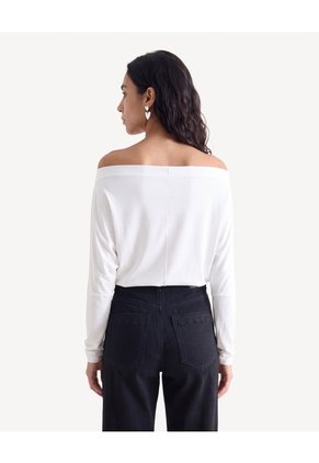Camiseta Kimono Hombro Caído Para Mujer Crudo Seven Seven