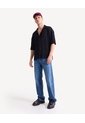 Camisa Plisada Cuello Resort  Para Hombre Negro Seven Seven de Seven Seven