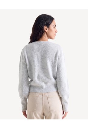 Saco Cuello En V Bicolor Para Mujer Gris Seven Seven