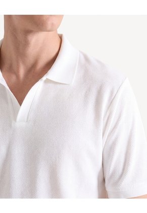 Polo Cuello Abierto Tejido Pesado  Para Hombre Crema Seven Seven
