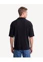 Camisa Plisada Cuello Resort  Para Hombre Negro Seven Seven de Seven Seven