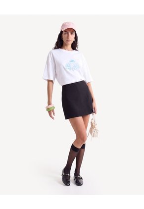 Skort Sastrero Con Abertura Frontal  Para Mujer Negro Seven Seven