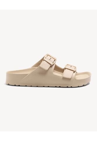 Sandalias Doble Hebilla Ajustable  Para Mujer Beige Seven Seven Seven Seven