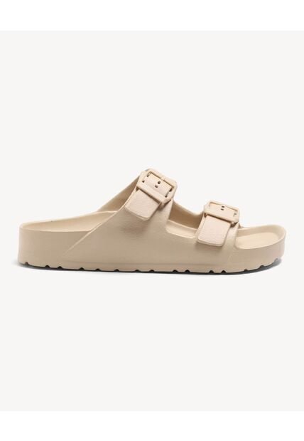 Sandalias Doble Hebilla Ajustable  Para Mujer Beige Seven Seven