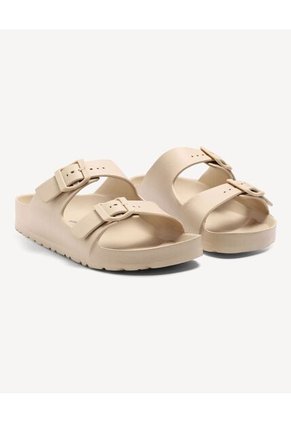 Sandalias Doble Hebilla Ajustable  Para Mujer Beige Seven Seven