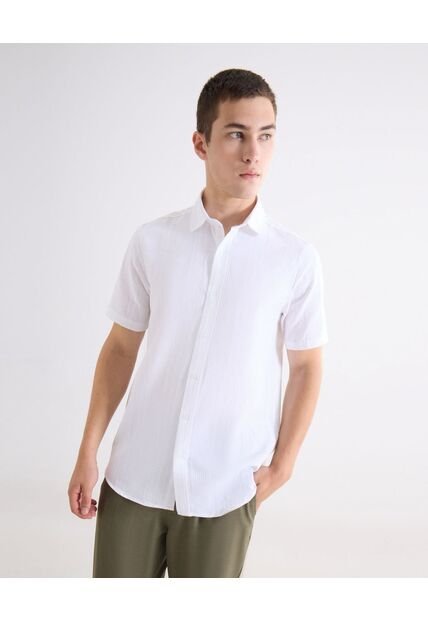 Camisa Regular Texturizada  Para Hombre Blanco Seven Seven