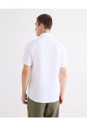 Camisa Regular Texturizada  Para Hombre Blanco Seven Seven