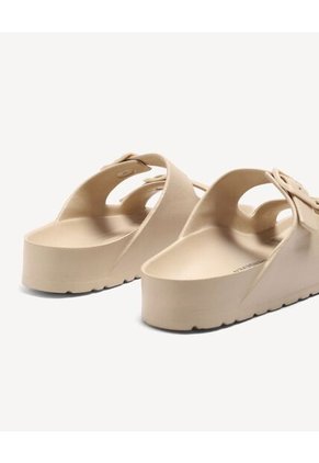 Sandalias Doble Hebilla Ajustable  Para Mujer Beige Seven Seven