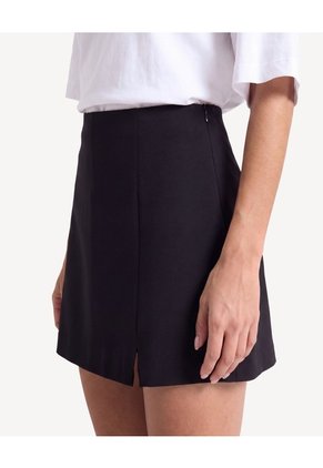 Skort Sastrero Con Abertura Frontal  Para Mujer Negro Seven Seven