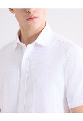 Camisa Regular Texturizada  Para Hombre Blanco Seven Seven