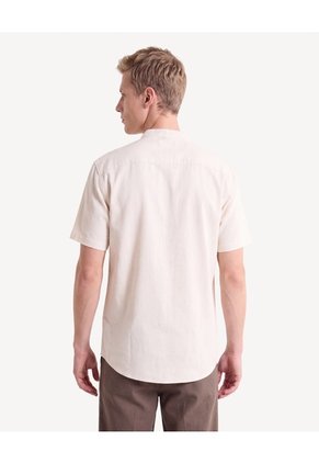 Camisa Cuello Mao Rústica  Para Hombre Marfil Seven Seven