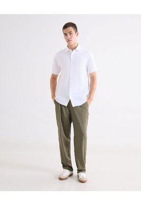 Camisa Regular Texturizada  Para Hombre Blanco Seven Seven